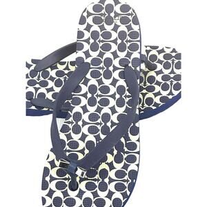 Women Slip-on Thong Flip Flops Rubber Navy Blue Size 10 by Coach Signature